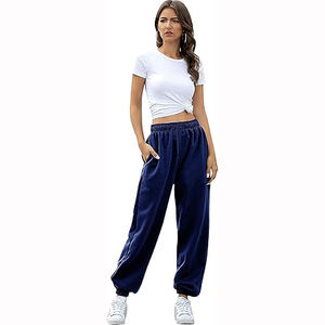 Pantalon de survêtement évasé pour femme, taille élastique, respirant, ample, décontracté, pour la course et l'entraînement, avec poches latérales, fermeture confortable - Product Image 2
