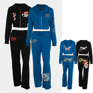 Veste et pantalon de survêtement zippés et imprimés en aluminium personnalisés Ensemble de sweats à capuche et de survêtements Y2K Fleece Slinny pour femmes avec logo - Product Image 4