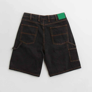 Short en jean bleu clair avec broderie personnalisée Carpenter cargo Short en denim Baggy Fit en cuir avec languette et cordon de serrage à la taille - Product Image 5