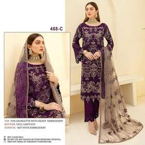 高品質3ピース綿シルク洗濯可能カスタムカラーパキスタンデザイン刺繍サルワールカミーズ女性用インドホットコレクション - Product Image 5
