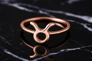 Bague du zodiaque Taureau en argent sterling 925 plaqué or rose 14 carats, minimaliste, réglable, bijoux astrologiques pour femmes - Product Image 3
