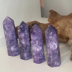 Venta al por mayor de lepidolita natural, punta de torre de cristal, piedra curativa púrpura pulida, cuarzo, amor para equilibrio energético y decoración del hogar - Product Image 2