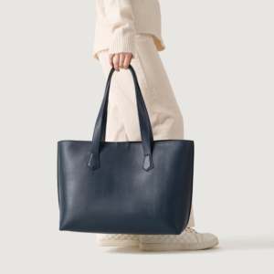 High Quality Genuine Leather Solid Color Fashion Tote Bag for Women-Bianca Blue - Product Image 2