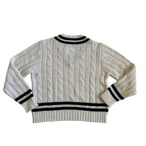 V-Neck Embroidery 100% Cotton Pullover <b>Sweater</b> Sports Wear Adults Cricket Breathable Winter Solid <b>Men's</b> Customized Color High - Product Image 2