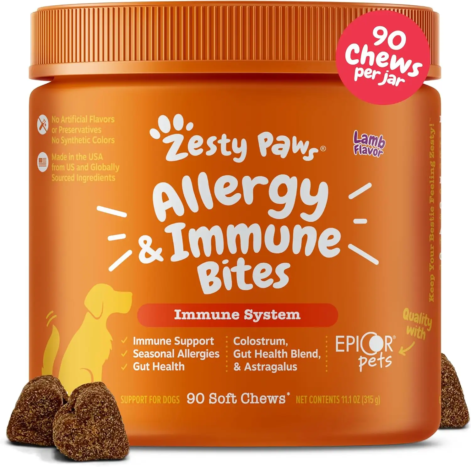犬用アレルギー & 免疫サプリメントの購入先-オメガ3、EpiCor & 初乳付き-90カウント
