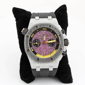 Reloj de lujo de acero inoxidable con diamantes de moissanita VVS reales Estilo hip hop Reloj helado para hombres y mujeres - Product Image 1