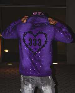 Personalizado de algodón francés Terry Rhinestone Vintage Sweat Jogger pantalones lavado ácido doble cintura acampanado pantalones de chándal y Sudadera con capucha conjunto de los hombres - Product Image 4