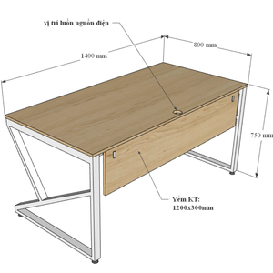 Kconcept HBKC033 140x80cm Plywood Desk with Adjustable Iron Legs Extendable and Detachable Featuring Drawer for School Use - Product Image 6
