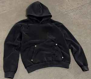 Sweat à capuche 100% coton biologique personnalisable, respirant, imperméable, anti-froissement, logo brodé sur le devant, tricotage pour l'hiver - Product Image 5