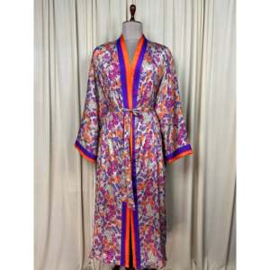 Recycled Silk Sari Women's Boho Chic Vintage <b>Beach</b> Cover Dress <b>Robe</b> for Resort Wear Gypsy House Kimono for Lounge Swimsuit - Product Image 1
