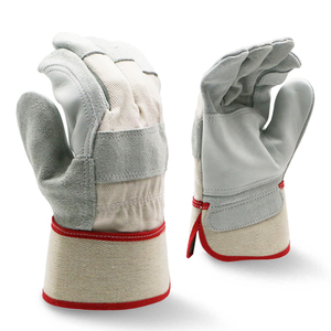 Guantes de trabajo de aparejo de seguridad anticorte ignífugos reforzados de alta resistencia, guantes protectores de mano de cuero de doble palma para trabajo en jardín - Product Image 1