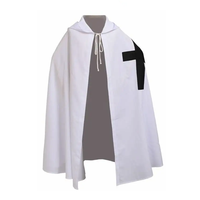 Tunique de Chevalier Templier sur mesure avec garnitures, Robe de Régalia, Écharpes traditionnelles à capuche surdimensionnées maçonniques