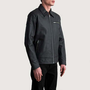 Blouson en cuir pour homme personnalisé Blouson bombardier en cuir de vachette véritable avec broderie en chenille personnalisée pour commande en gros - Product Image 6