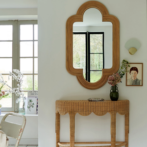 Espejo de Pared con Arco de Ratán, Estilo Boho, Decorativo, Espejo Colgante de Ratán Natural para Sala de Estar, Dormitorio, Cuarto de Niños, Entrada - Product Image 6