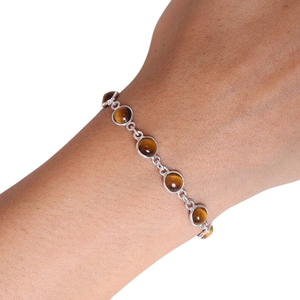 Boho Style 925 Sterling Silver Tiger Oeil de Pierres Précieuses Bracelet Bijoux Fait Main Bracelet En Argent Bijoux pour Femmes Cadeau De Mariage - Product Image 1