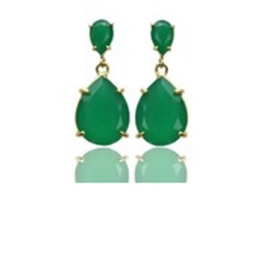 New Arrival Green Onyx Gemstone 925 Sterling Silver Pear Shape <b>Earrings</b> - Product Image 1