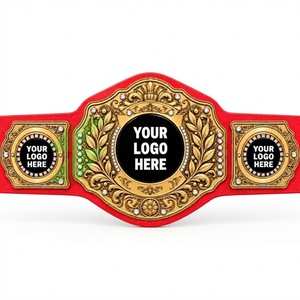 Cinturón de Campeonato de Lucha Libre Personalizado, Metal Rojo y Dorado con Espacio para Logotipo, Personalización, Equipo Deportivo - Product Image 2