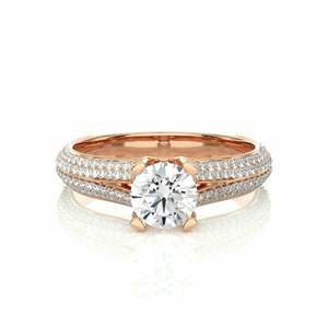 Round Cut Diamond <b>Split</b> Shank Prong Setting Anniversary <b>Ring</b> For Women - Product Image 1