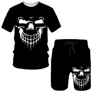 Chándal de manga corta con estampado para hombre, ropa deportiva de verano 2024, pantalones cortos con gráfico gótico, trajes masculinos - Product Image 6