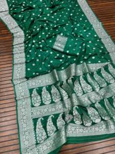 Party Wear Kadi Georgette Saree con Platino Zari Tejido Y rico pallu - Product Image 6