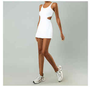 Green Workout Dress for Adults Backless Golf and Tennis Dress With Built <b>Shorts</b> New Contrast Cutout Waist Accentuation - Product Image 5