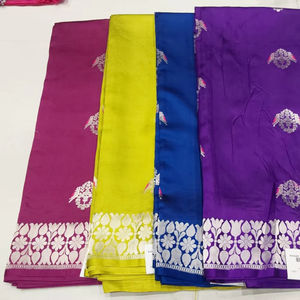 ผ้าส่าหรีผ้าไหมแท้ที่สง่างามทำด้วยมือแบบ100% ผ้า Banarasi Kanchipuram Mysore สำหรับเจ้าสาวและเสื้อผ้าทางวัฒนธรรม - Product Image 1