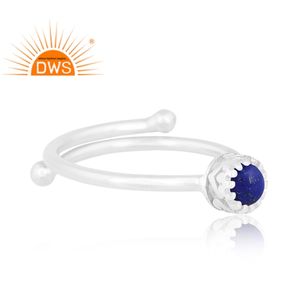 Dernières tendances Bague empilable en argent sterling fin avec pierres précieuses lapis lazuli naturelles Fabricant de bijoux personnalisé - Product Image 2
