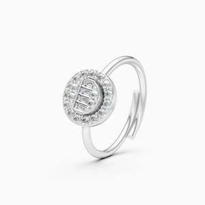 Bague statement Eternal Halo <span class=keywords><strong>Celeste</strong></span> Baguette avec diamant de laboratoire de 0,36 ct, taille fantaisie, en or jaune, blanc et rose 9 carats - Product Image 2
