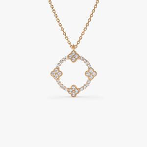 Collar con Colgante de Trébol de Diamantes en Oro de 14K para Mujer, Amuleto de la Suerte Radiante, Joyería en Oro Amarillo, Oro Rosa, Oro Blanco y Plata para Ella - Product Image 3