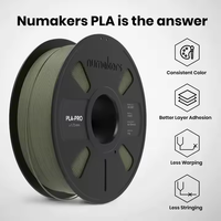 Filament d'impression 3D Numakers PLA Pro 1,75 mm de qualité supérieure, 1 kg, vert armée, 200°C, fabriqué en Inde, tiges moulées et coupées