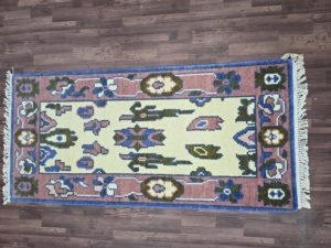 Alfombra Persa Vintage Anudada a Mano, Color Crema, con Diseño Geométrico, 6x9 pies - Motivos Abstractos Bohemios - Product Image 4