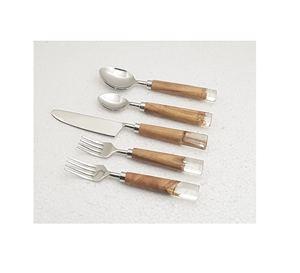 Cuillère Fourchette Couteau à manche gris épais en acier inoxydable plaqué argent moderne Cuillère à couteau occidentale populaire - Product Image 5