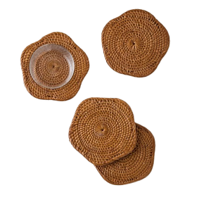 Portavasos de ratán tejido a mano para bebidas, posavasos de ratán para bebidas, posavasos de ratán Natural - Product Image 2