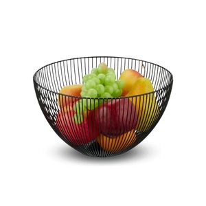 Moderno redondo de metal negro 24,5x14 cm centro de mesa elegante frutero para cocina y Mesa - Product Image 1