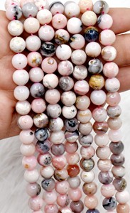 Venta al por Mayor de Perlas Redondas de Ópalo Rosa Curativas de Primera Calidad, 8mm, Anshul Impex RB-POPA-8 para Fabricación de Joyas y Meditación - Product Image 4