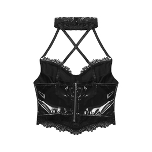 OEM/ODM High Quality Lady PU Strappy Bustier Corset <b>Top</b> Quality Casual Style Sexy PU Leather Corset Button <b>Low</b>-<b>cut</b> Slim Woven - Product Image 4