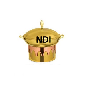 Plat chauffe-plat pour buffet fait à la main finition dorée chauffe-plats arrondi décoratif chauffe-plats style unique - Product Image 1