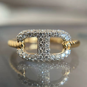 Bague à boucle en moissanite plaquée or, sertie pavé, en argent 925, cadeau pour anniversaire de mariage, fête, bijou raffiné, surprise pour elle - Product Image 1