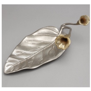 Plateau de service Premium Silver Leaf Design Vaisselle en aluminium pour mariages et Ramadan Plateaux de service élégants - Product Image 2