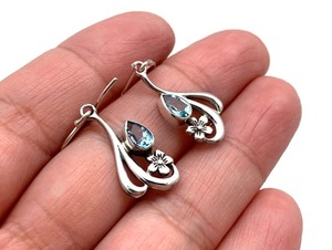 Handmade Classical Earrings 925 <b>Solid</b> <b>Silver</b> Jewelry For Women 925 Sterling <b>Silver</b> Blue Topaz Gemstone Boho Style Earrings Gift - Product Image 4