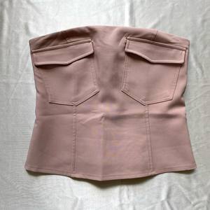 Overbust Thin-Thick Steampunk <b>Corset</b> Breathable Denim Boned <b>Waist</b> <b>Trainer</b> with Front Pockets and Back Side Zip - Product Image 3