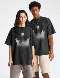 เสื้อยืดพิมพ์ลายกราฟิกผู้ชาย Y2k เสื้อยืดโอเวอร์ไซส์สไตล์วินเทจ เสื้อสตรีทแวร์ลำลอง แขนสั้น สีดำ ผ้าฝ้าย - Product Image 5