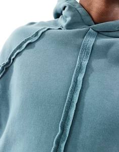 Sudadera con capucha térmica de algodón 100% con estampado de hojaldre personalizado lavado con ácido - Product Image 4