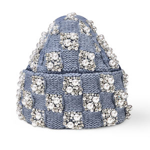 Bonnet personnalisé avec logo, luxe, designer, nouvelle mode, 100% laine, côtelé, cousu à la main, orné de cristaux, tricot, impression numérique, unisexe - Product Image 3