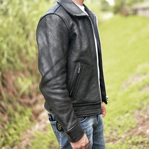 Chaqueta de cuero de oveja de cuero genuino para hombre, tendencia Retro Vintage, capa superior de grano completo, chaquetas impermeables a prueba de viento FCY - Product Image 6