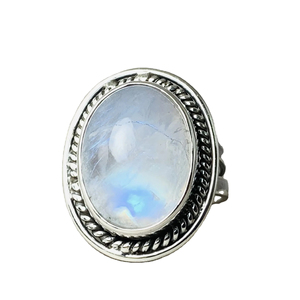 แหวน925มูนสโตนสีเงินสเตอร์ลิงเครื่องประดับชั้นดีระดับพรีเมี่ยมจากผู้ผลิตโดยตรง - Product Image 1