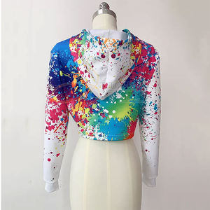 เสื้อฮู้ดผู้หญิงผ้าฟลีซพิมพ์ลายโลโก้,เสื้อฮู้ดคอกลมผ้าฝ้ายล้วนพิมพ์ลายแบบตัด - Product Image 5