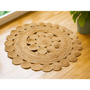 Juego de Alfombras Indias de yute hechas a mano 100% Yute natural tamaño personalizado y multicolor para uso doméstico - Product Image 3