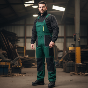 Pantalones de Trabajo Terrax para Hombre, Color Negro/Verde, Talla 52 - Product Image 3