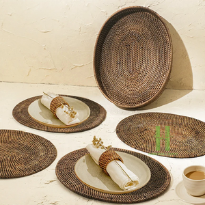 Nouvel arrivage d'assiettes ovales en rotin napperon en rotin Boho set de table OEM Offre Spéciale set de table en osier du Vietnam - Product Image 1